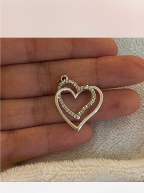Silver Heart Pendant with Crystal Accents - Elegant Women's Jewelry